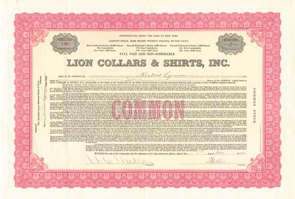Lion Collars and Shirts, Inc.